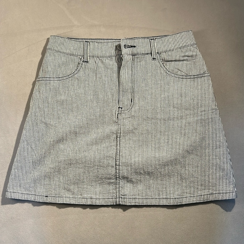 Brandy Melville J Galt Cotton Seersucker Miniskirt Denim White Like New Small